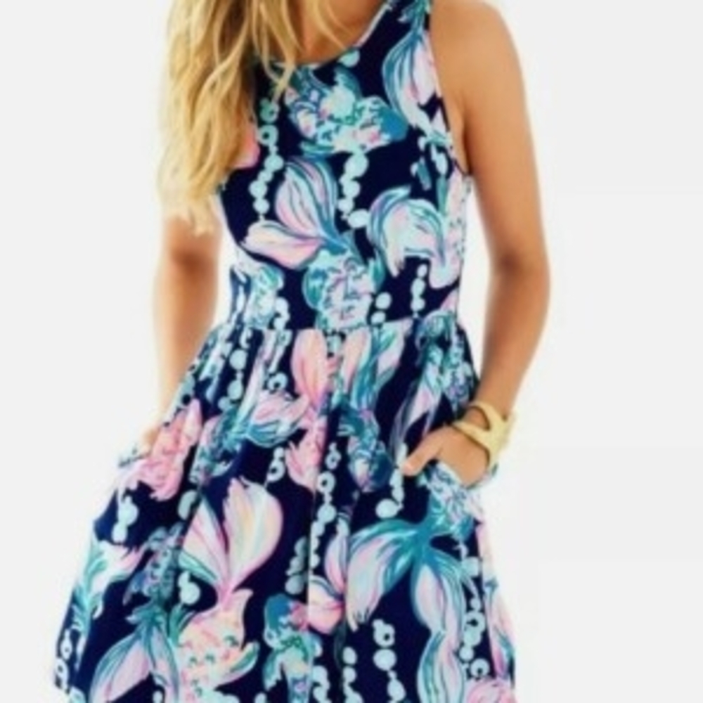 Lilly Pulitzer Navy and Pink Floral Mini Dress
